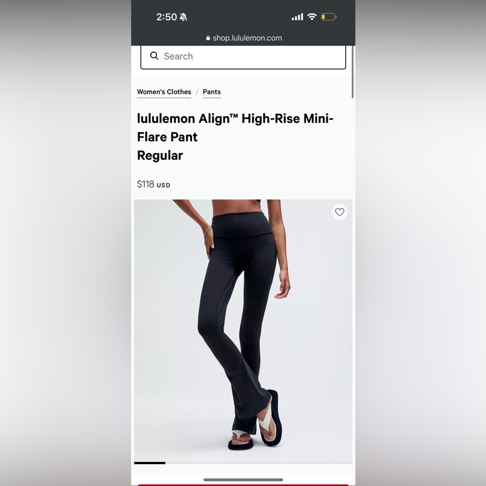 Lululemon align mini flare pant regular black size 4
